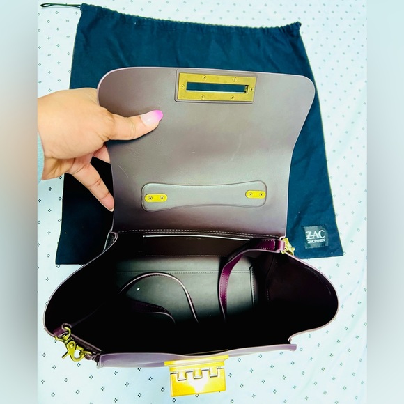 Zac Posen Eartha top handle bag with removable strap in burgundy plum colour - Picture 12 of 14